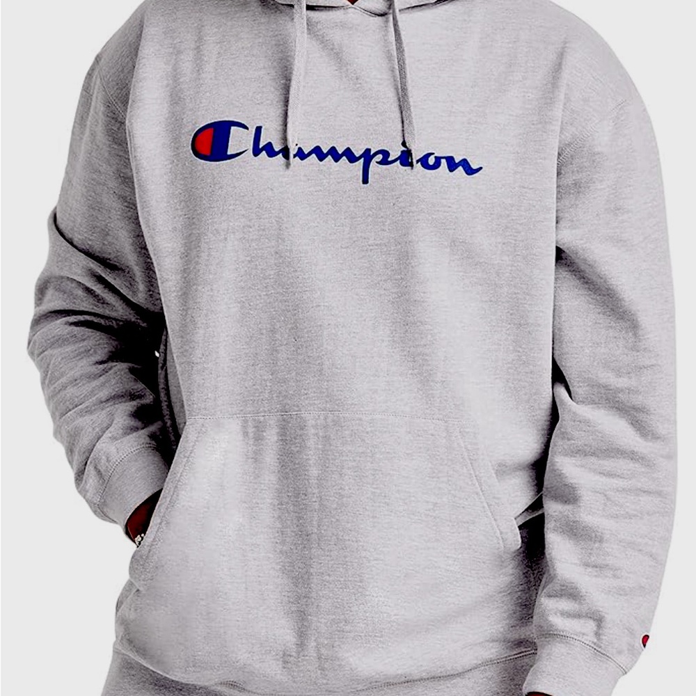 Heather Grey Champion Hoodie Mens Large